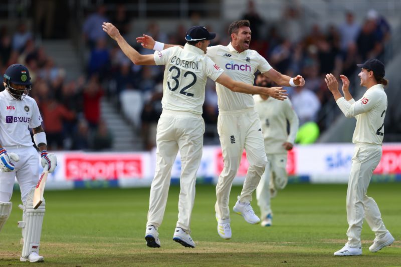 James Anderson celebrates after taking the wicket of &lt;a href=&#039;https://www.sportskeeda.com/player/virat-kohli&#039; target=&#039;_blank&#039; rel=&#039;noopener noreferrer&#039;&gt;Virat Kohli&lt;/a&gt;. Pic: Getty Images