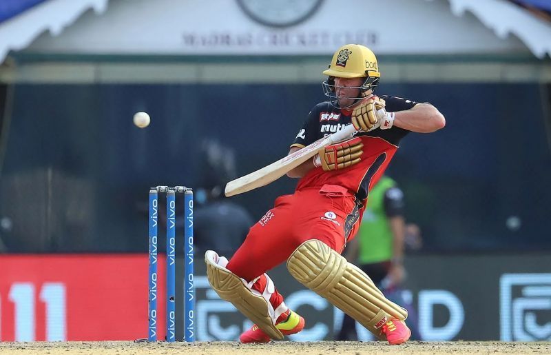 AB de Villiers plays a cheeky stroke during an IPL 2021 encounter. Pic: IPLT20.COM