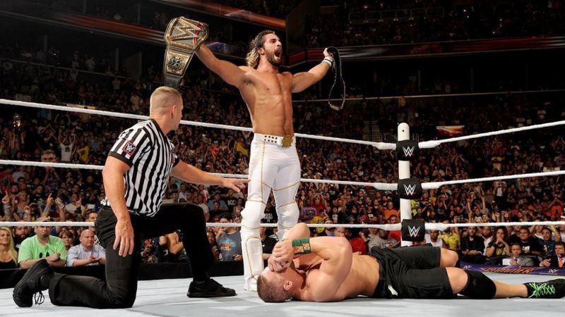 Seth Rollins defeated John Cena to in a title vs title match at SummerSlam 2015 to hold both the WWE World Heavyweight Championship and the United States Championship