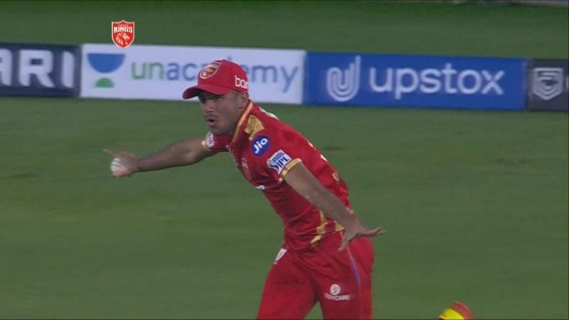 Ravi Bishnoi celebrating the catch of the tournament