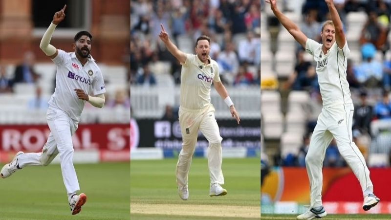 (L to R): Mohammed Siraj, Ollie Robinson and Kyle Jamieson. (Pics: Getty Images)