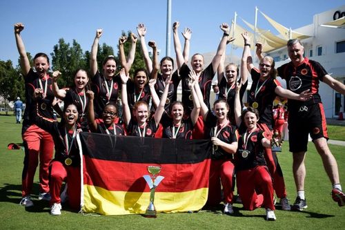 Germany Women's Cricket team celebrating