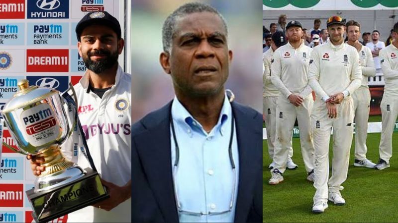 (L-R): Virat Kohli, Michael Holding and England cricket team