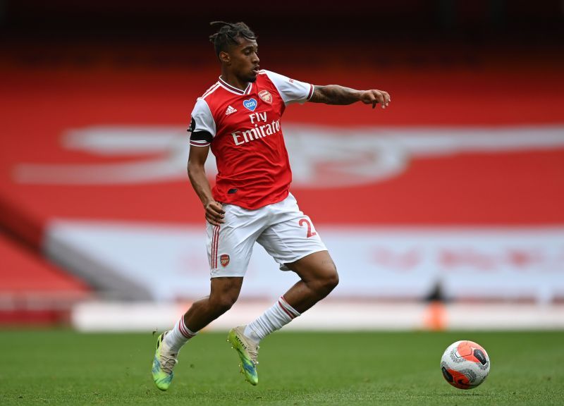 Reiss Nelson in action for Arsenal during the 2019-20 season