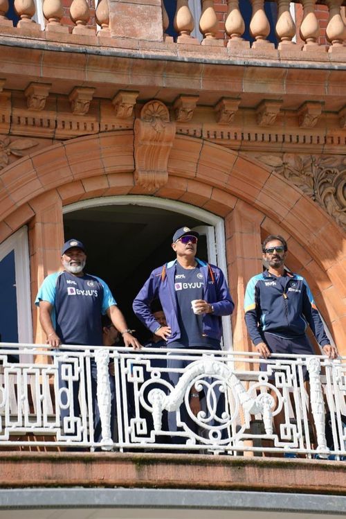 Ravi Shastri along with India's batting coach and bowling coach