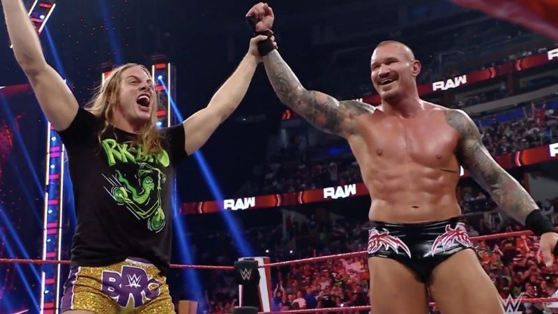 Riddle and Randy Orton after Orton's win over AJ Styles