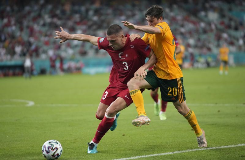 Merih Demiral (left) in action for Turkey at Euro 2020