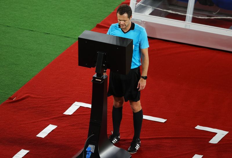 Chris Beath consulted the Video Assistant Referee before awarding a penalty to Brazil