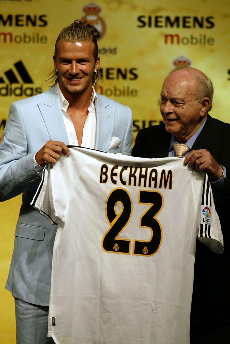 David Beckham (left) and Alfredo di Stefano