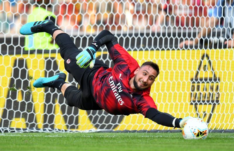 Donnarumma in action for AC Milan