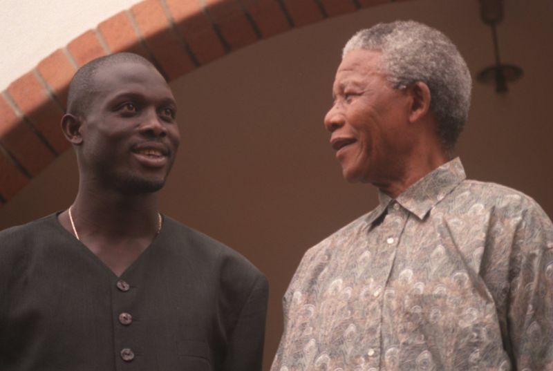 George Weah and Nelson Mandela