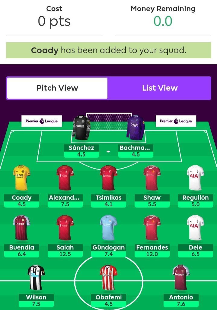 Suggested FPL Team for Gameweek 3.