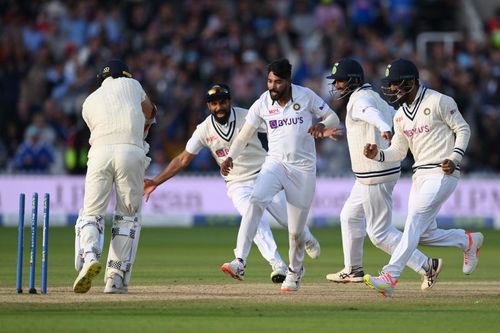 Indian cricket team celebrates after winning the Lord’s Test. Pic: Getty Images