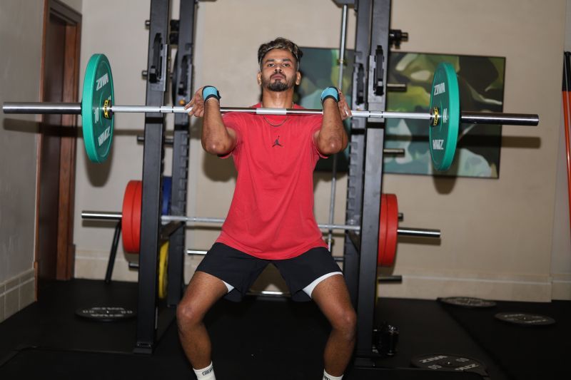 Delhi Capitals batsman Shreyas Iyer sweats it out in the gym.