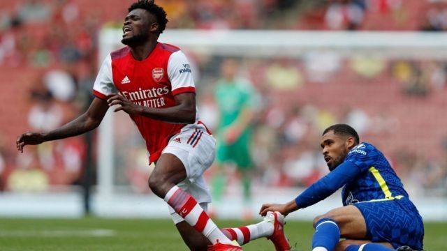 Arsenal&#039;s Thomas Partey and Ruben Loftus-Cheek had a few feisty duels