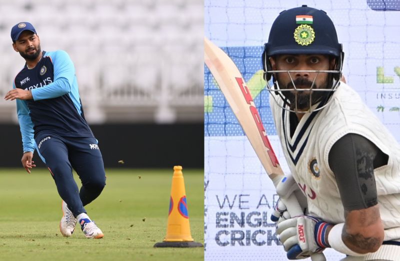 Rishabh Pant and Virat Kohli practicing at Trent Bridge ahead of the first Test