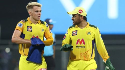 Sam Curran (L) and MS Dhoni