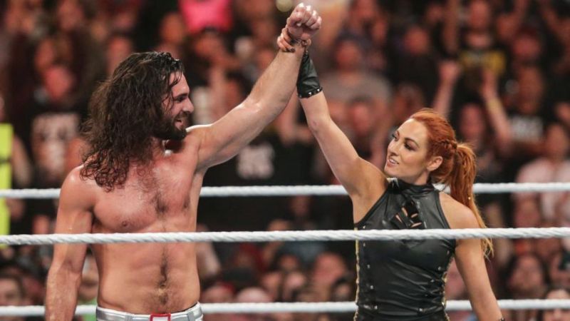 Former Universal Champion Seth Rollins and former RAW Women&#039;s Champion Becky Lynch
