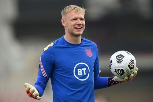 Aaron Ramsdale representing England in an international friendly.