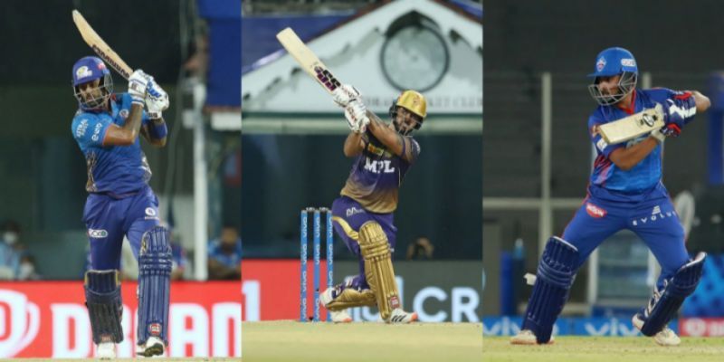 (From left to right) Suryakumar Yadav, Nitish Rana and Prithvi Shaw. Pic: IPLT20.COM