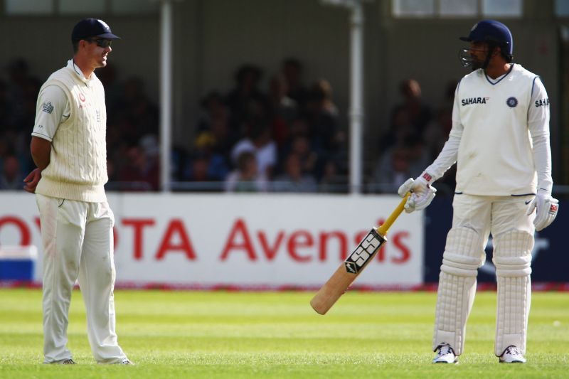 Kevin Pietersen and Zaheer Khan having a 'discussion' during the 2007 Trent Bridge Test. Pic: Getty Images