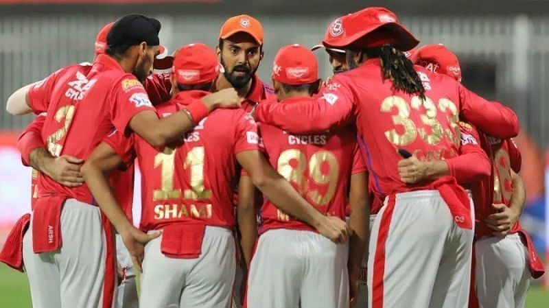 Punjab Kings (PBKS) in a huddle during the IPL. Pic: IPLT20.COM