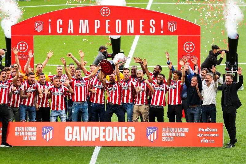 Atletico Madrid celebrate winning La Liga