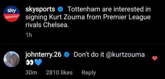 John Terry's message to Kurt Zouma (via Metro)