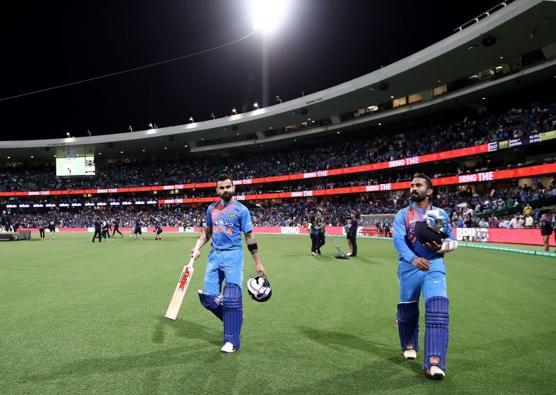 Virat Kohli and Dinesh Karthik during the Australia tour of 2018-19.