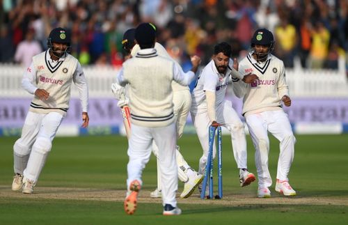 India celebrate after defeating England at Lord’s. (Pic: Getty Images)