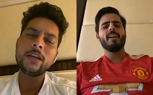 KKR players Kuldeep Yadav and Nitish Rana in a flashback video shared on the franchise’s social media handle.