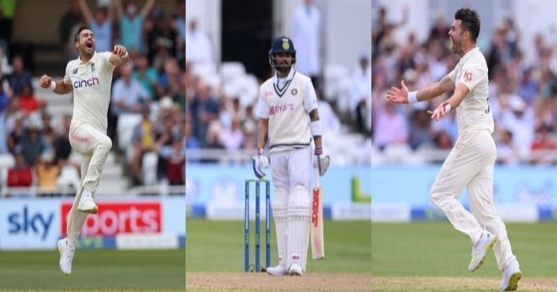 James Anderson is ecstatic after dismissing Team India captain Virat Kohli. Pic: Getty Images