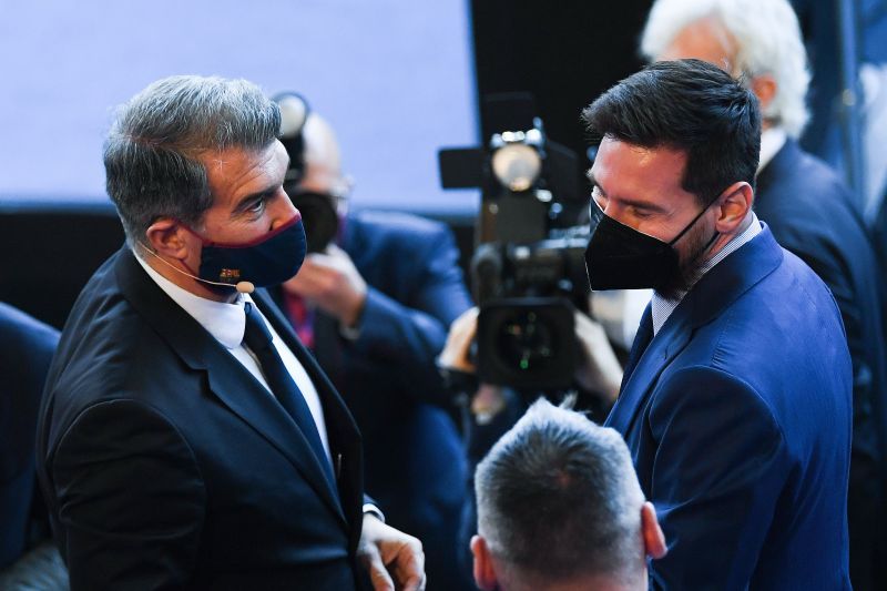 Joan Laporta, the new Barcelona president with Lionel Messi