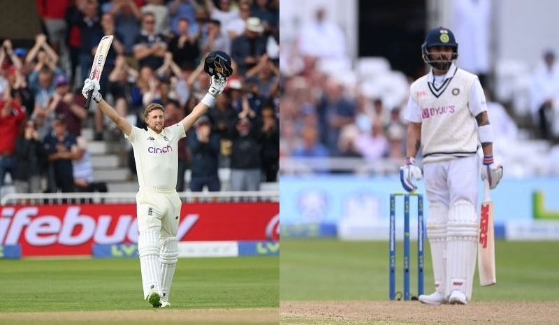Joe Root (left) and Virat Kohli experienced contrasting fortunes in Nottingham. Pic: Getty Images