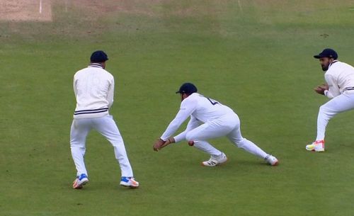 Rohit Sharma dropping Haseeb Hameed off the bowling of Shami