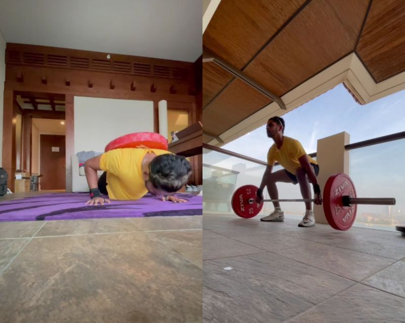 Shreyas Iyer trains hard in the gym