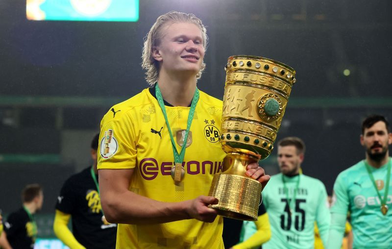 Erling Haaland after winning the 2020-21 DFB Pokal