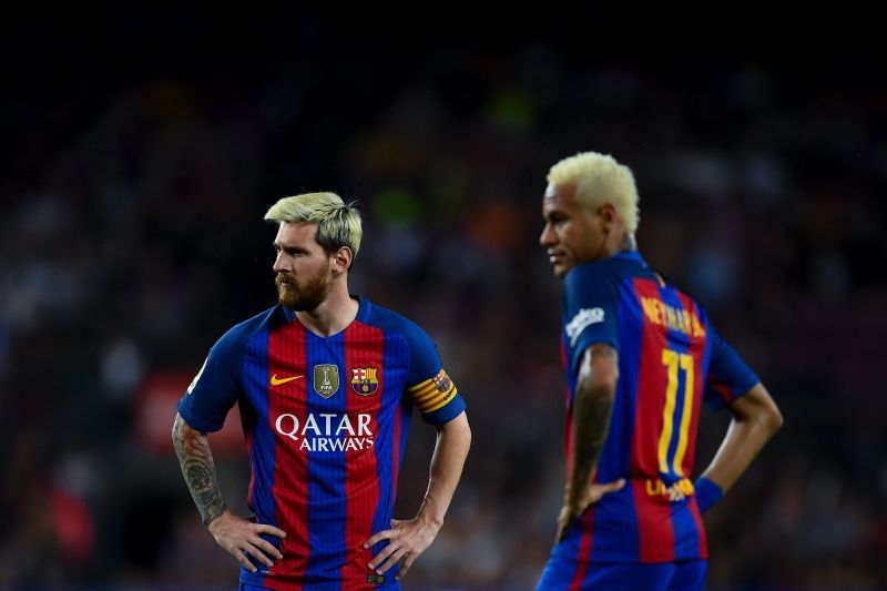 Lionel Messi with Neymar
