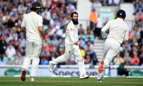 Moeen Ali celebrates a wicket against India during the 2018 series. Pic: Getty Images