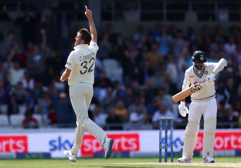 Craig Overton of England celebrates after taking the last wicket of Mohammed Siraj. Pic: Getty Images