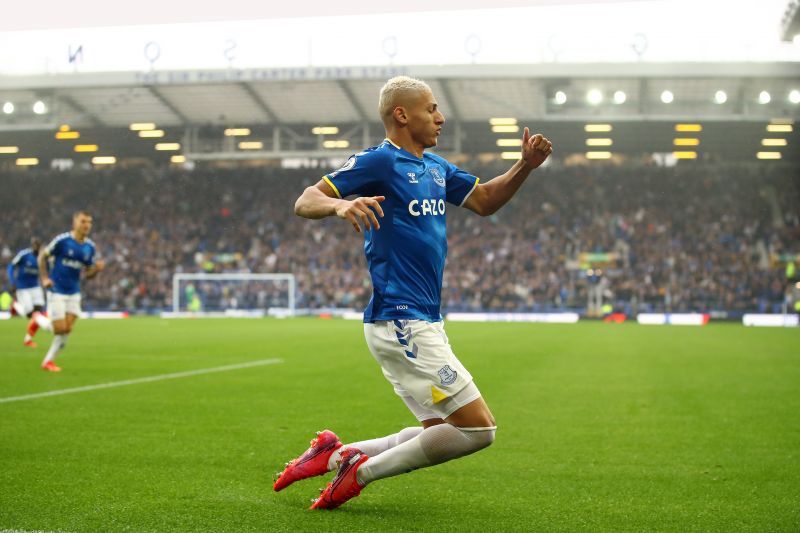 Richarlison celebrates after scoring for Everton