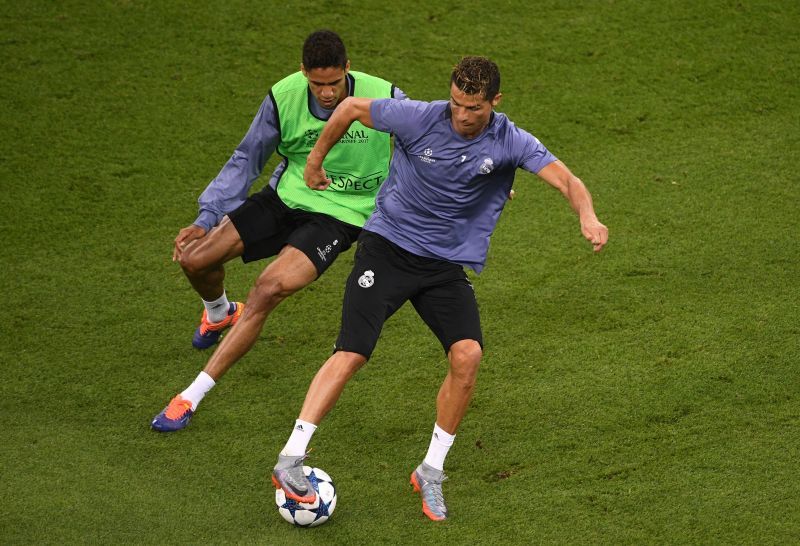 Raphael Varane (left) and Cristiano Ronaldo (right)