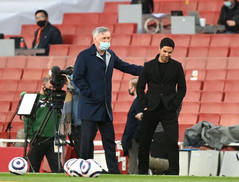  Arsenal&#039;s Mikel Arteta and Real Madrid&#039;s Carlo Ancelotti (Photo by Michael Regan/Getty Images)