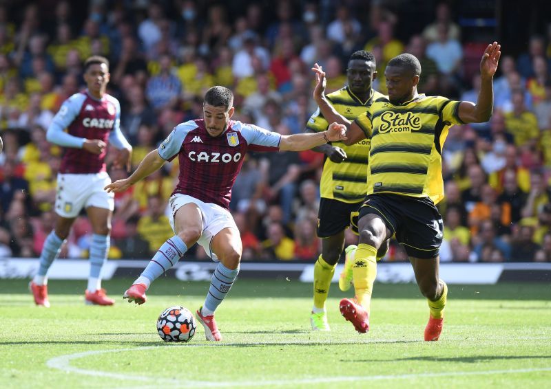 Buendia (left) in action for Aston Villa in the Premier League