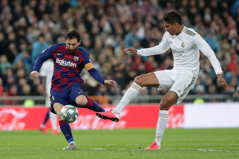 Messi and Varane locking horns in the El Clasico