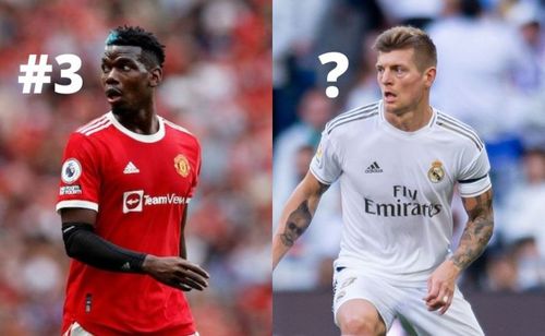 Manchester United's Paul Pogba and Real Madrid's Toni Kroos