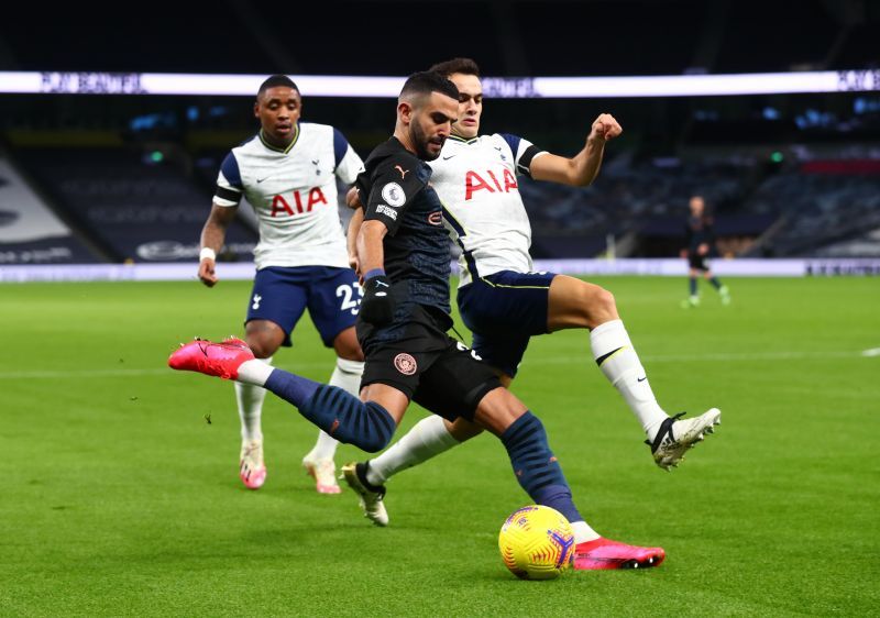 Sergio Reguilon and Riyad Mahrez contest for supremacy