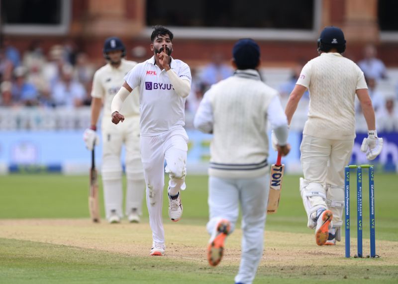 Mohammed Siraj celebrates the wicket of Jonny Bairstow