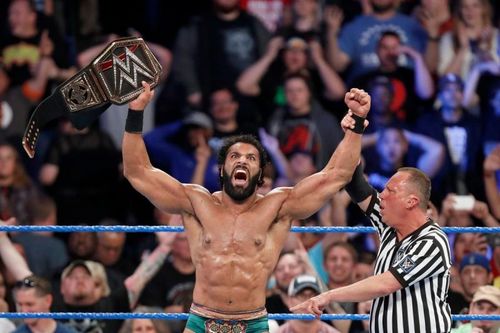 Jinder Mahal with the WWE Championship