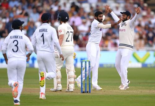 Jasprit Bumrah (right center) registered his highest Test score